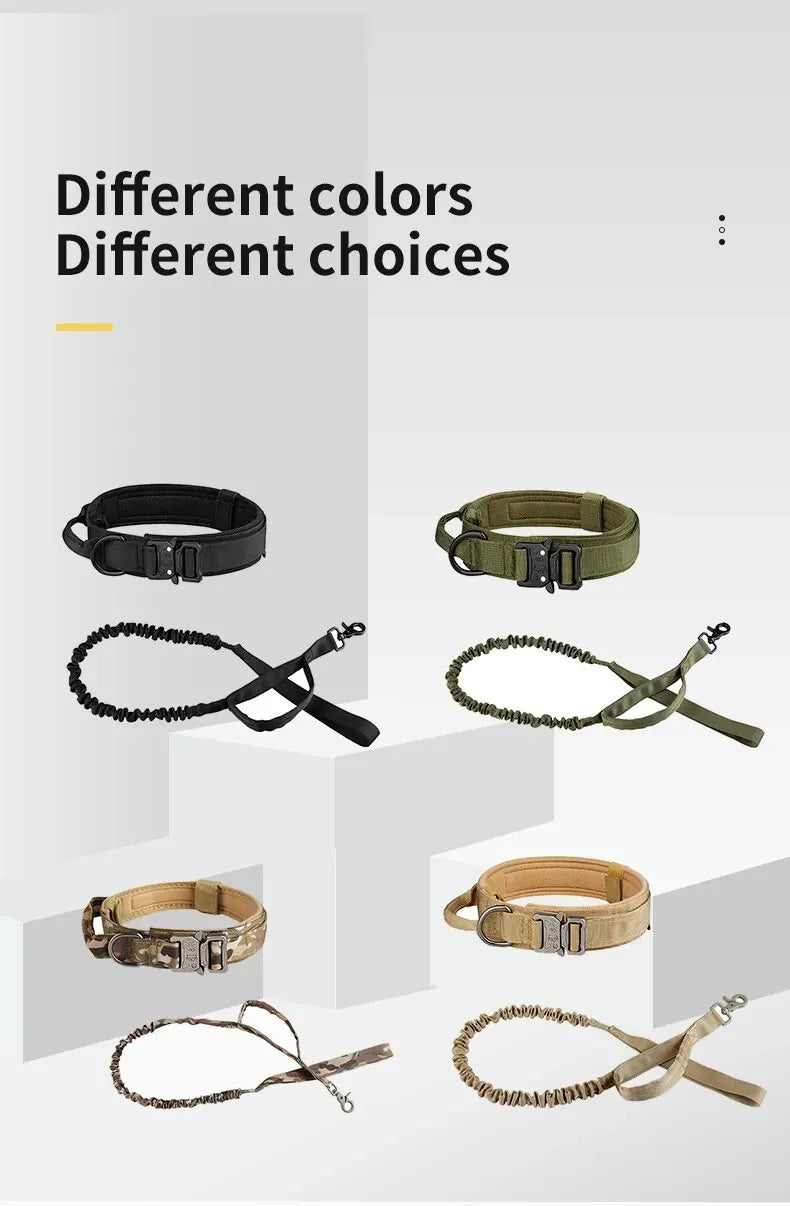 Medium And Large Breed Tactical Dog Collar And Leash Set: Suitable For All Breeds, Adjustable And Durable.