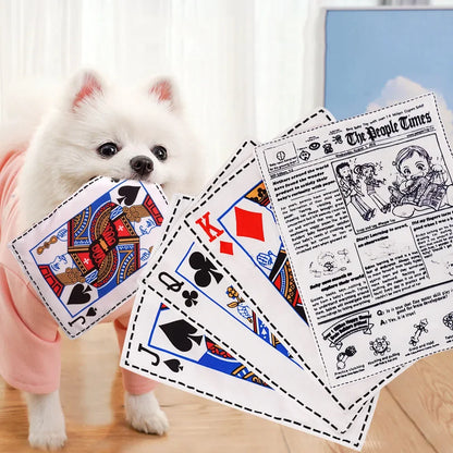 Plastic Creaks Squeaky Newspaper Poker Crinkle Dog Toys Fun Interactive Tug of War Dog Chew Toy Washable Bite-Resistant Pet Toys