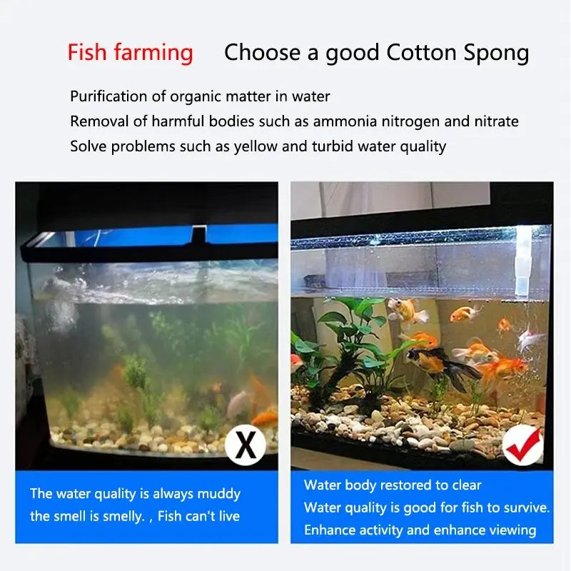 3cm Thichness Aquarium Filter Super Thick Biochemical Filter Cotton Sponge for Aquarium Fish Tank Bio Cotton Foam Skimmer 200cm