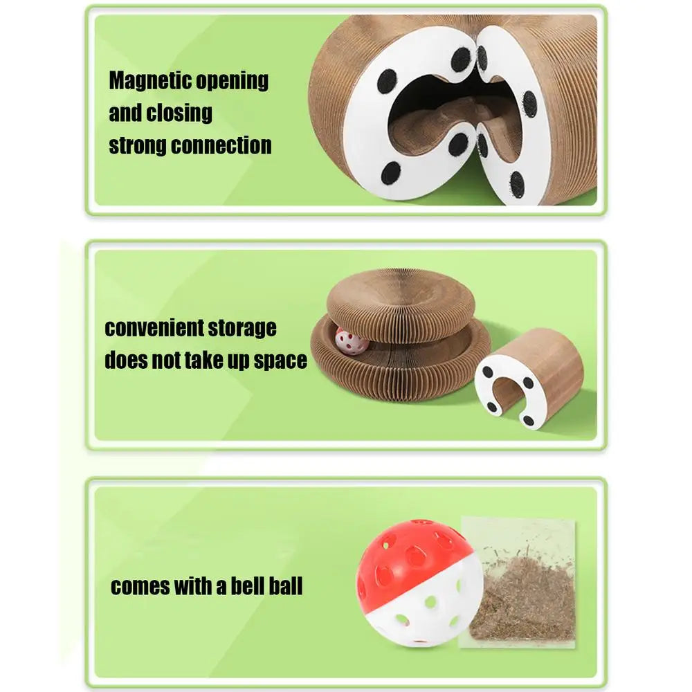 Cat Scratching Pad Organ Magnetic Foldable Scratchers Multipurpose Scratch Pad Kitten Scratching Board With Ball For Kitten Paly