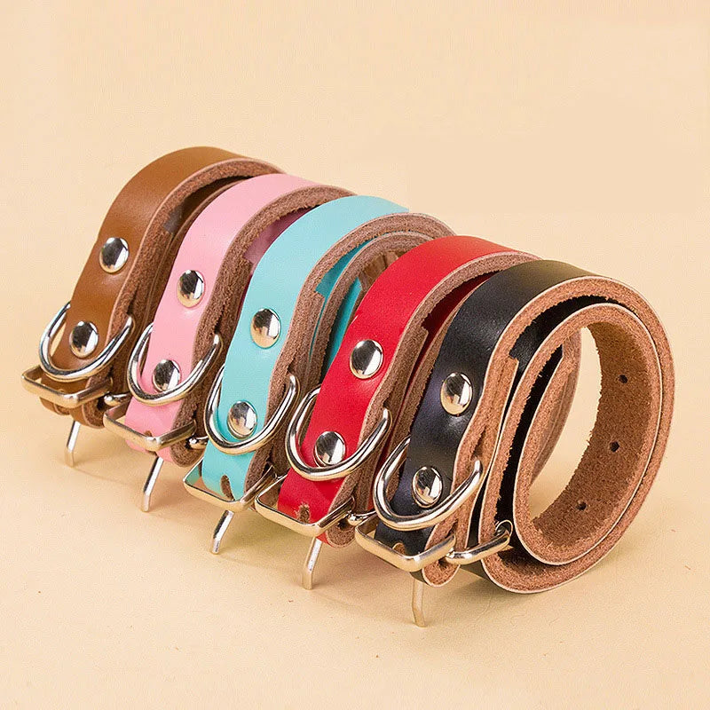 Adjustable Dog Collars Genuine Leather Pet Dog Collar Leash Lead For Small Medium Large Dogs Bulldog Pugs Beagle Dogs Supplies