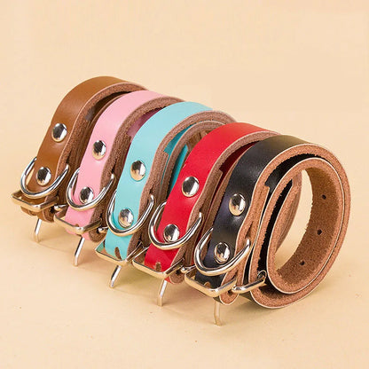 Adjustable Dog Collars Genuine Leather Pet Dog Collar Leash Lead For Small Medium Large Dogs Bulldog Pugs Beagle Dogs Supplies