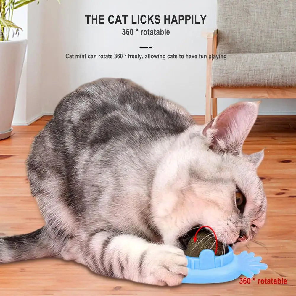 Catnip Wall Spin Ball Catnip Ball Toy Edible Cat Catnip Toys Promotes Digestion Enhances Appetite Wall Cat Lick Ball for Cat