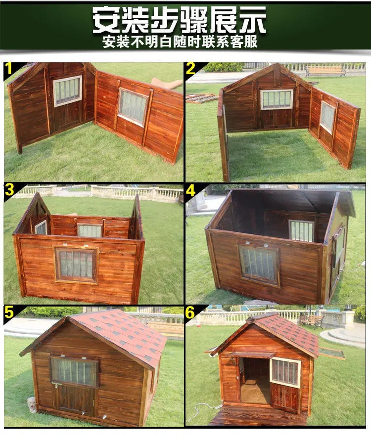 Outdoor Solid Wood Labrador Kennel Waterproof Small Medium Large Dog Cage Golden Retriever Teddy Kennel