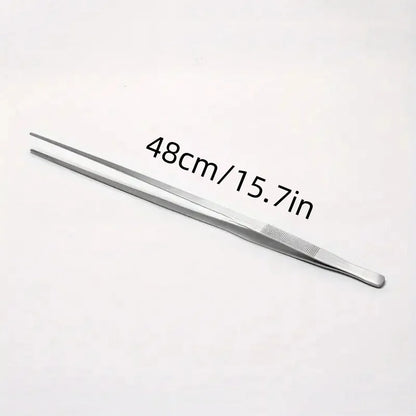 18.9in Stainless Steel Tweezers Fish Tank Aquatic Plants Aqaurium Tool Water Plant Curved Pliers Birds Reptile Feeding Tongs