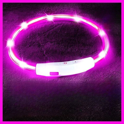 40/50/70cm Led Dog Collar USB Rechargeable Pet Dog Night Luminous Charge Collar Glowing Necklace Collar Safety Night Light
