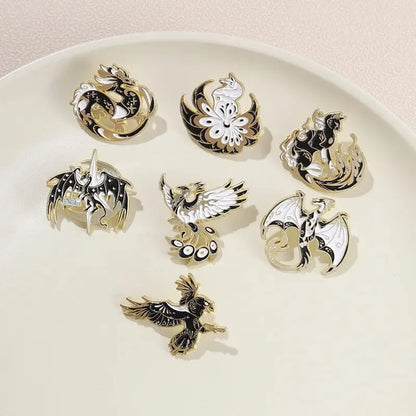 7Pcs Gothic Punk Bird Enamel Pins Custom Animal Cartoon Brooches Jewelry Clothes Accessoris Shirt Collar Lapel Badge Pin for Fri