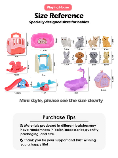 8pcs/set Cute Dog Pet Basket Family Toys Dog Doll Set Dog Cage Toys Scene Playing Toys Christmas Decoration Gifts