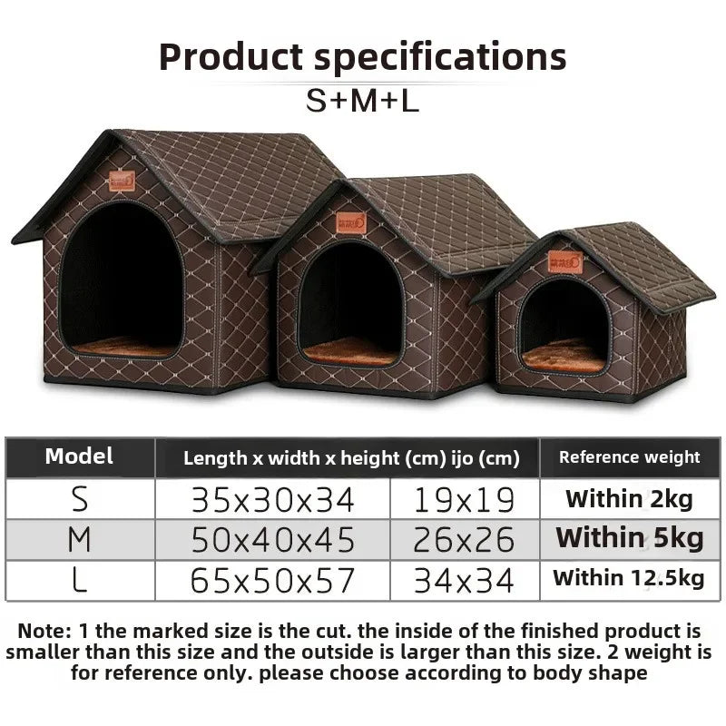 Kennel Winter Warm Waterproof Removable Washable Closed House Kennel Villa Small Dog Corgi Law 11 Pet Nest