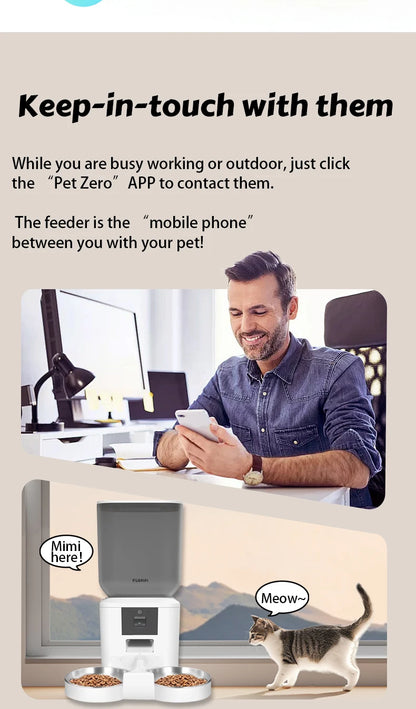 8L Automatic Cat Feeder With 1080p Camera Video 5G WiFi Cat Food Dispenser Pet Smart Voice Recorder Tuya APP Pet Auto Feeder