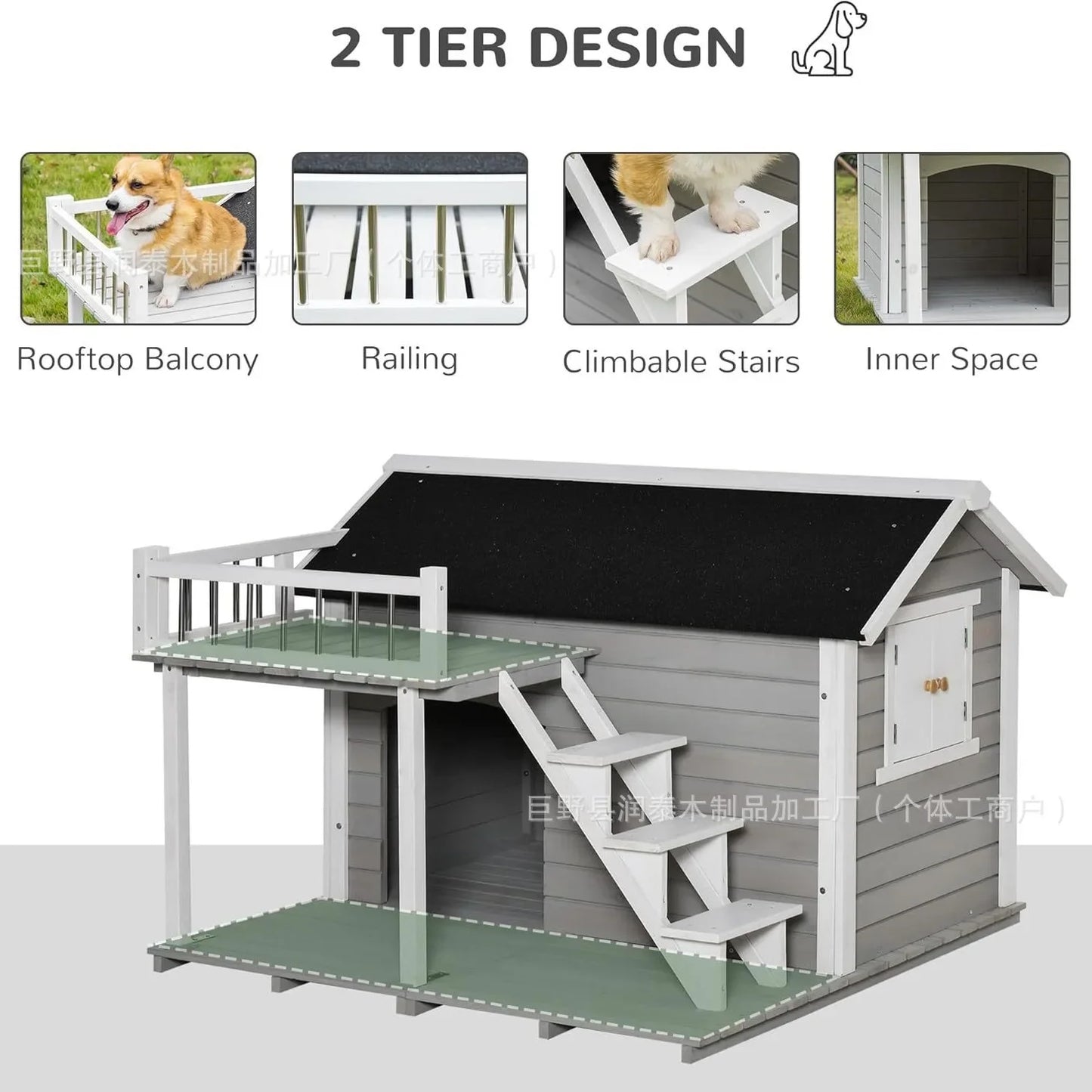 Outdoor rain and sun protection Solid wood dog house Dog house Preservative wood Pet nest Universal warm cat kennel Kennel
