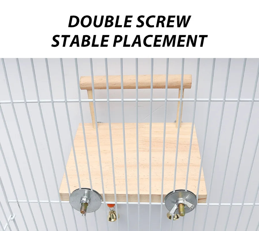 CAWAII KENNEL Pet Bird Swing Toy Wooden Parrot Perch Stand Playstand with Chewing Beads Cage Playground for Budgie Birds