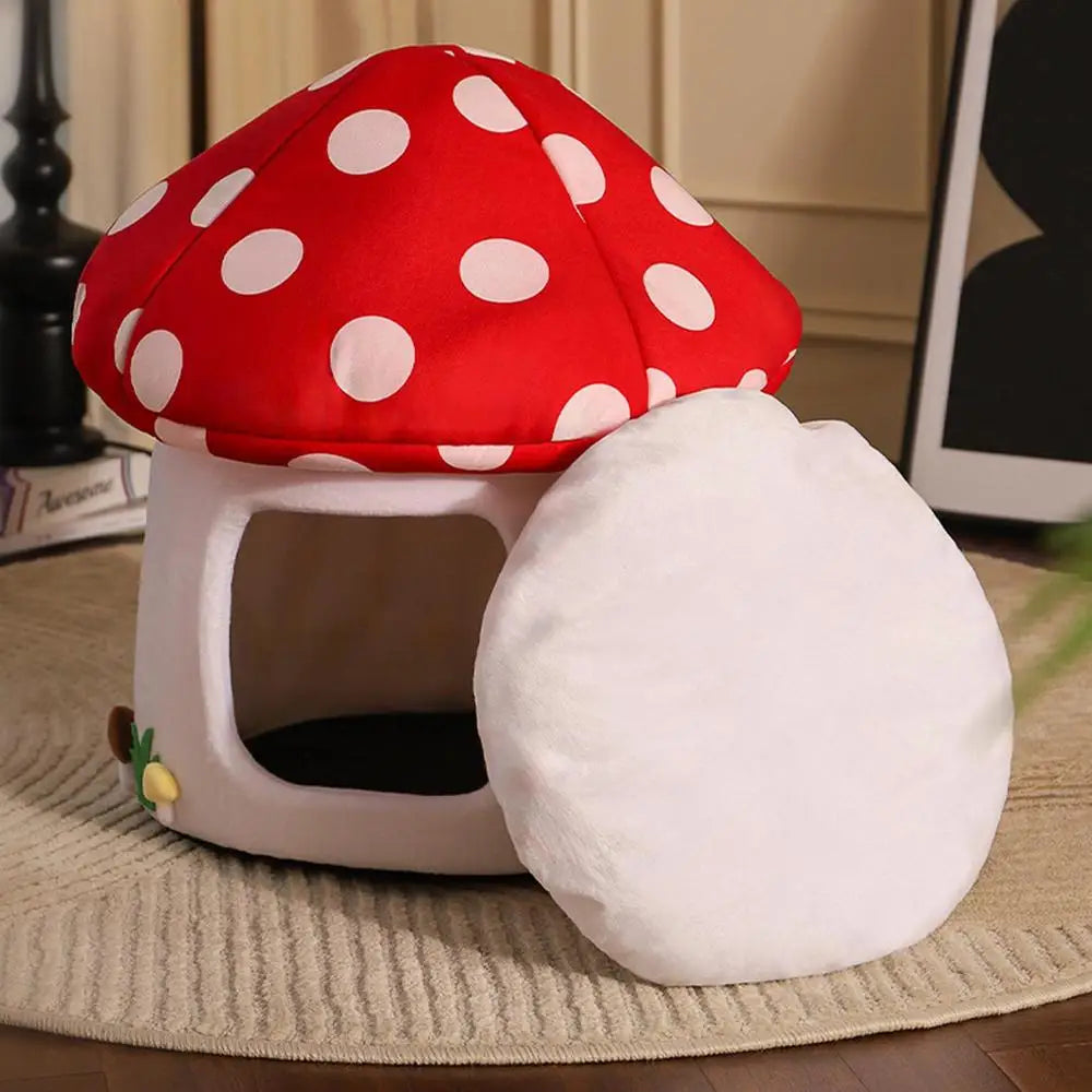 Pet  Warm Bed Cave Nest Mushroom Shape Cat Winter Tent Warming Puppy House Cozy Kitten Sleeping Tent Cave Beds For Small Pets