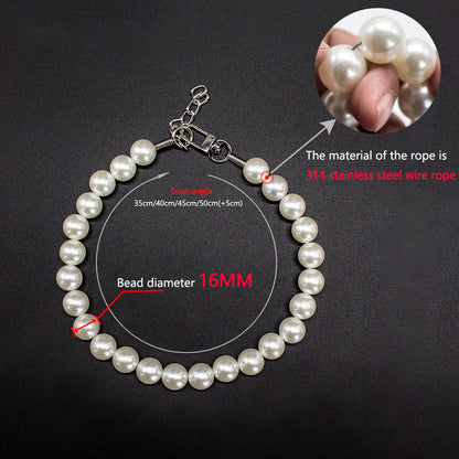 16mm Elegant Dog Pearl Necklace Collar for Small Medium Large Dogs, Pet Accessories Luxury Pearl Necklace Jewelry for Dogs
