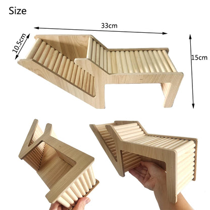 Wood Hamster Hideaway Toy Wooden Hamster House with Climbing Ladder Small Animals Castle Home for Dwarf Mice Gerbils Small Pets