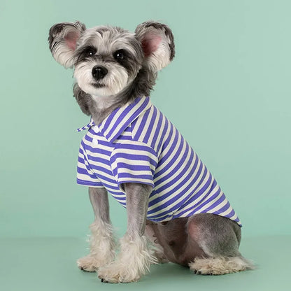 Striped Pet Polo Shirt Summer Dog Clothes for Small Dogs Cotton Puppy Vest Chihuahua Bichon Costume Cat T Shirt Dog Undershirt