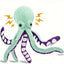 Durable Octopus Plush Dog Toy With Squeaker - Bite-Resistant, Teeth Cleaning Design For Medium Breeds