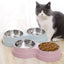 Pet Stainless Steel Bowls Double Puppy Dog Food and Water Bowls Set Cat Bowls Pet Feeder Dishes Dual Bowls for Small Dogs Cats