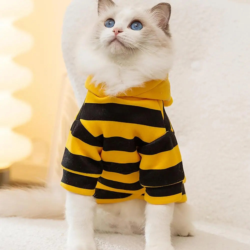 Dog Bee Costume Pet Bee Halloween Hoodies Soft Pet Halloween Christmas Cosplay Dress Hoodie Cosplay Clothes for Dog Cat Puppy