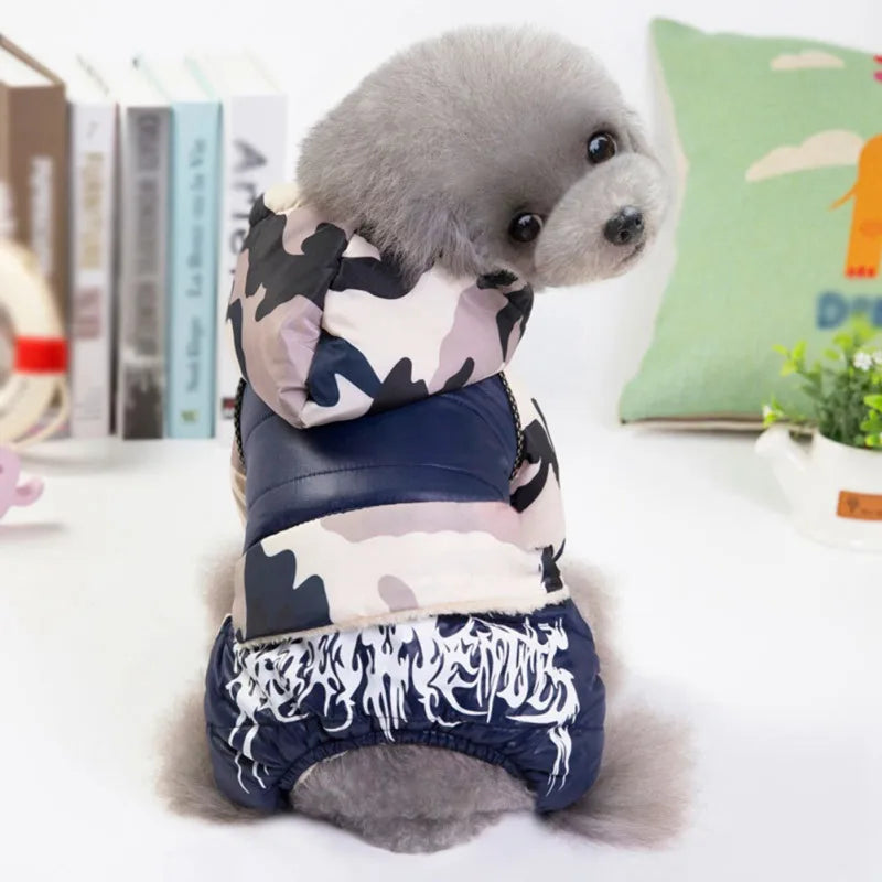 Winter Puppy Dog Coat Pet Clothes Windproof Dog Snowsuit Warm Fleece Padded Winter Pet Clothes for Dogs Cats Apparel