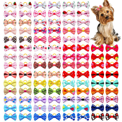 30PCS Dog Bow With Rubber Band Dog Hair Accessories Handmade Movable Puppy Bows For Dogs and Cats Cute Pet Accessories