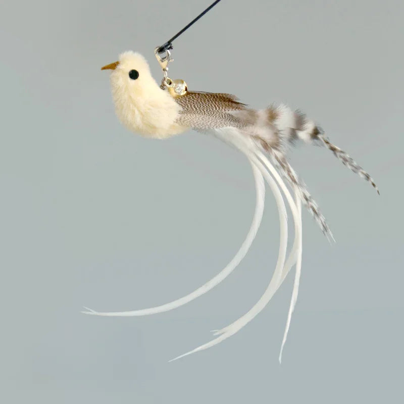 Funny Cat Stick Toy Furry Feather with Bell Cat Stick Toy Kitten Playing Pet Accessories Worm on A String Cat Toys Interactive