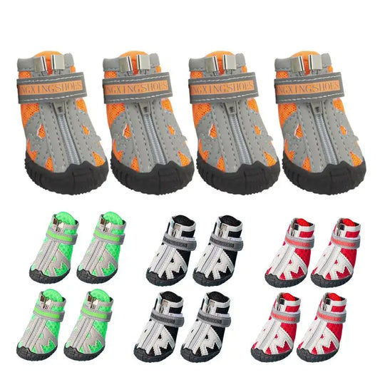 4PCS Dog Boots Dog Boots Paw Protector 5 Sizes Dog Boots With Rugged Rubber Sole Breathable Dog Boots Anti-slip For Summer