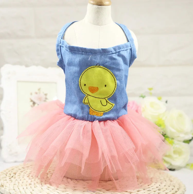 Dog Clothing Cat Clothing Pet Supplies Striped Suspender Mesh Skirt Dress Small and Medium-sized Dog Clothes for Pets