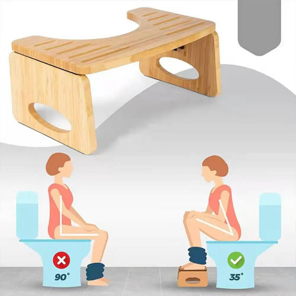 Collapsible Toilet Squat Stool Bamboo Footstool Portable Step For Bathroom Tools Supplies