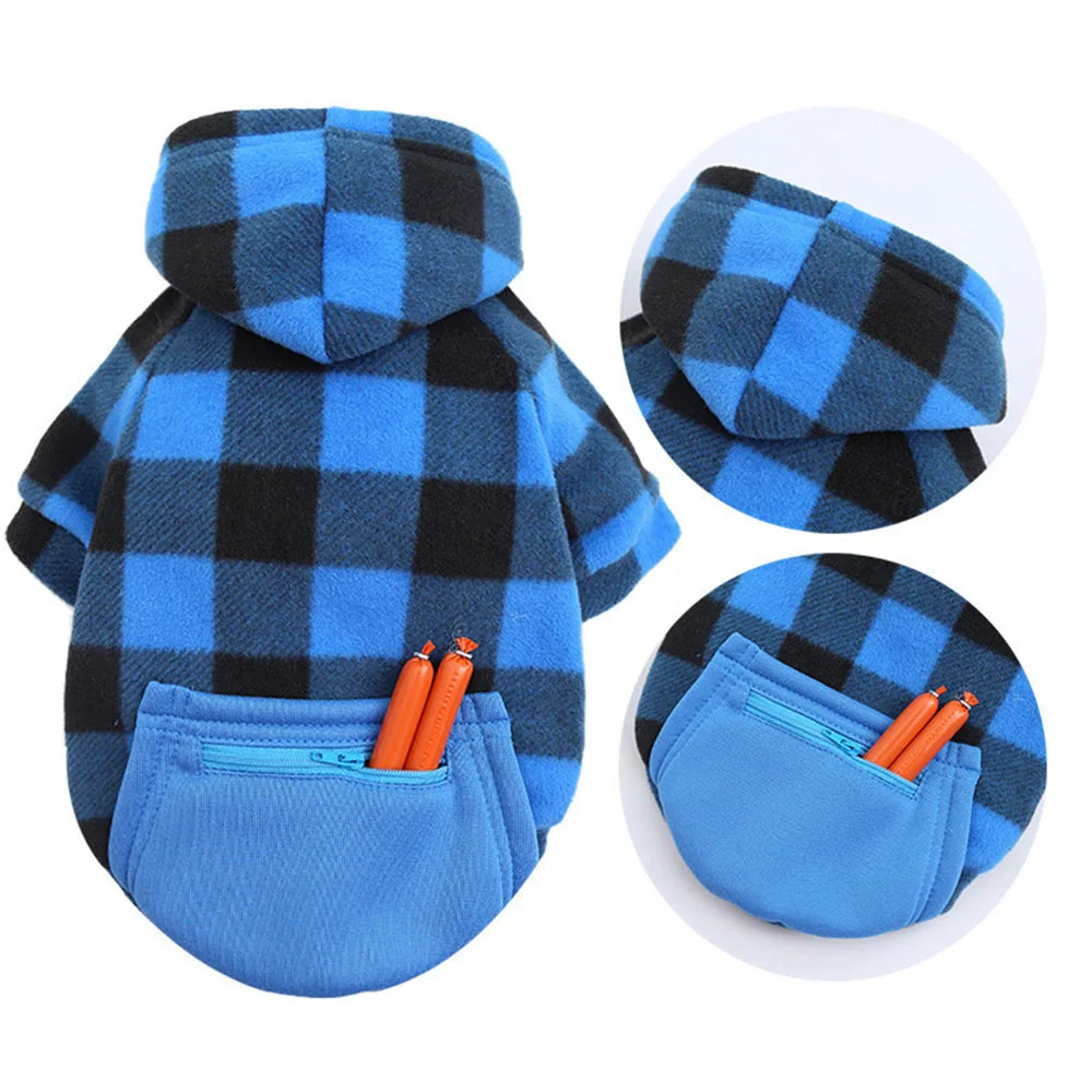 Winter Warm Pet Dog Clothes Plaid Printing Big Dog Coat Outfit for Large Dogs Labrador Hoodies Sweater Gold Retriever Clothing