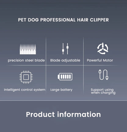 Professional Dog Hair Clipper All Metal Rechargeable Pet Trimmer Cat Shaver Cutting Machine Puppy Grooming Haircut Low Noice