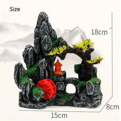 Resin Aquarium Rockery Mountain Decoration Artificial View Rock Cave Stone Tree Fish Tank Ornament Pet Supplies Home Decor