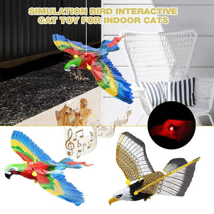 Interactive Cat Toy Can Fly And Call Electric Eagle Simulation Simulation Chirps Birds Interactive Slaps Cat Bird Light Toy V7C2
