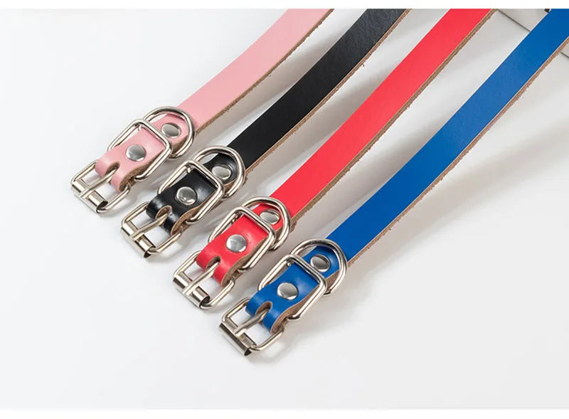 Adjustable Dog Collars Genuine Leather Pet Dog Collar Leash Lead For Small Medium Large Dogs Bulldog Pugs Beagle Dogs Supplies
