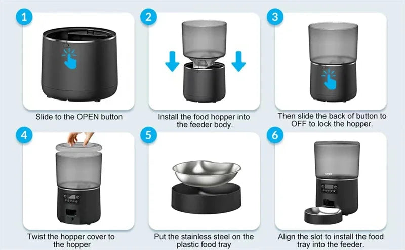 Automatic Pet Feeder 4L Capacity Smart Timer Tuya Control Food Dispenser with Stainless Steel Bowl Dogs Cats Feeding Supplies