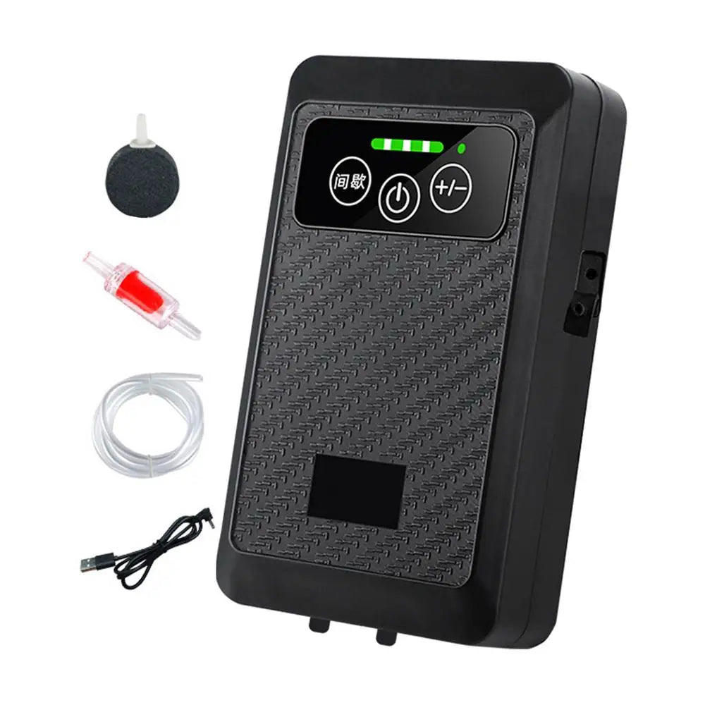 Rechargeable Air Pump Aquarium Oxygen Aerator Fish Tank Oxygenator Adjustable Quiet Air Pump Waterproof Silent Aquarium Oxygen