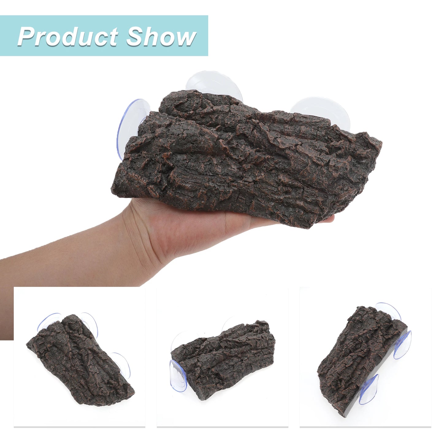 UXCELL Pet Turtle Basking Platform with Suction Cups Resin Floating Turtle Platform Artificial Stone Fake Rock Habitat Decor