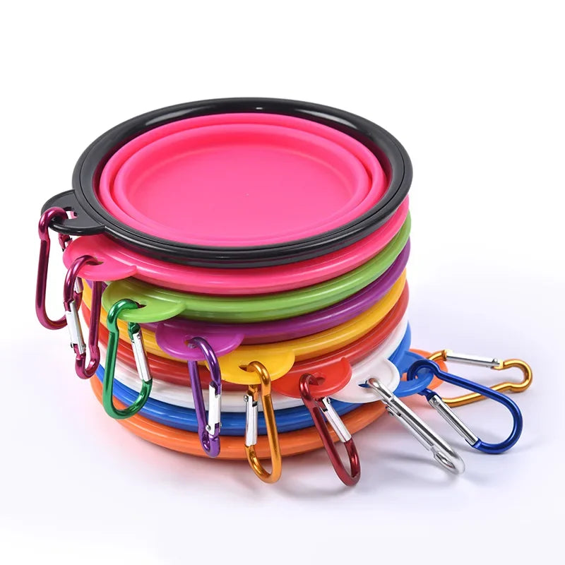 Pet Dog Collapsible Bowl Folding 350ml Silicone Bowl Outdoor Travel Portable Puppy Food Container Feeder Dish Bowl Pet dog bowls