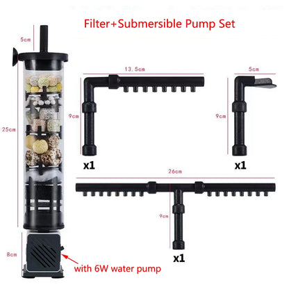 Aquarium Filter 4in1 fish tank filters for Fecal Suction  Water Purification High-efficiency Filtration With Filter Balls Pump