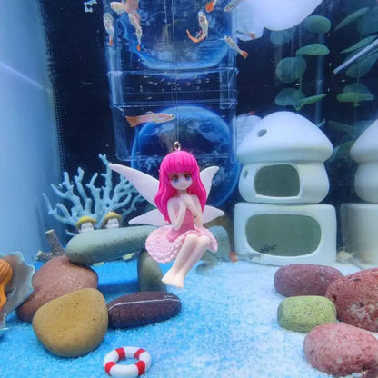 Small Fairy Figurines Small Cute Little Fairy Fish Tank Floating Ornament Landscaping Pendants Small Fairy Figurines With Wing