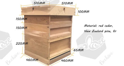 Wholesale 8 10 Frame 3 Layer New Zealand Pine red cedar Fir Wooden UK English British National Beehive Bee Hive with Metal Roof