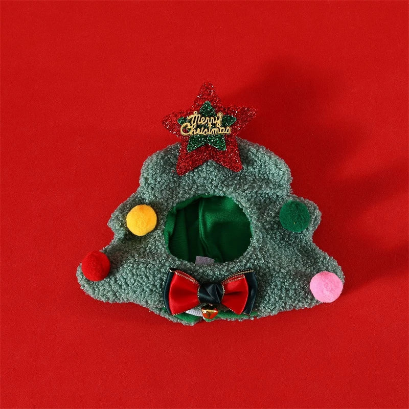 Pet Christmas Hat for Small Dog Cosplay Accessories Soft Plush Cartoon Snowman Cat Head Wear Winter New Year French Bulldog Caps