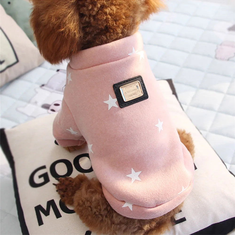 Fashion Star Pet Fleece Sweatshirt Sweater Jacket for Small Dogs Cats Crewneck Winter Coat Puppy Clothes for Poodle Shih Tzu Pug