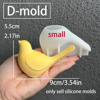 3D Bird Animal Mold Cute Butterfly Plaster Hanging Decoration Resin Silicone Clay Mold DIY Lovebird Garden Decoration