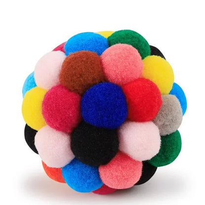 Cat Toys Cat Plush Ball Toy Pet Elastic Bell Ball Self Hi Ball Playing Cat Colorful  Woolen Ball Cat Toys Interactive Cat Toys