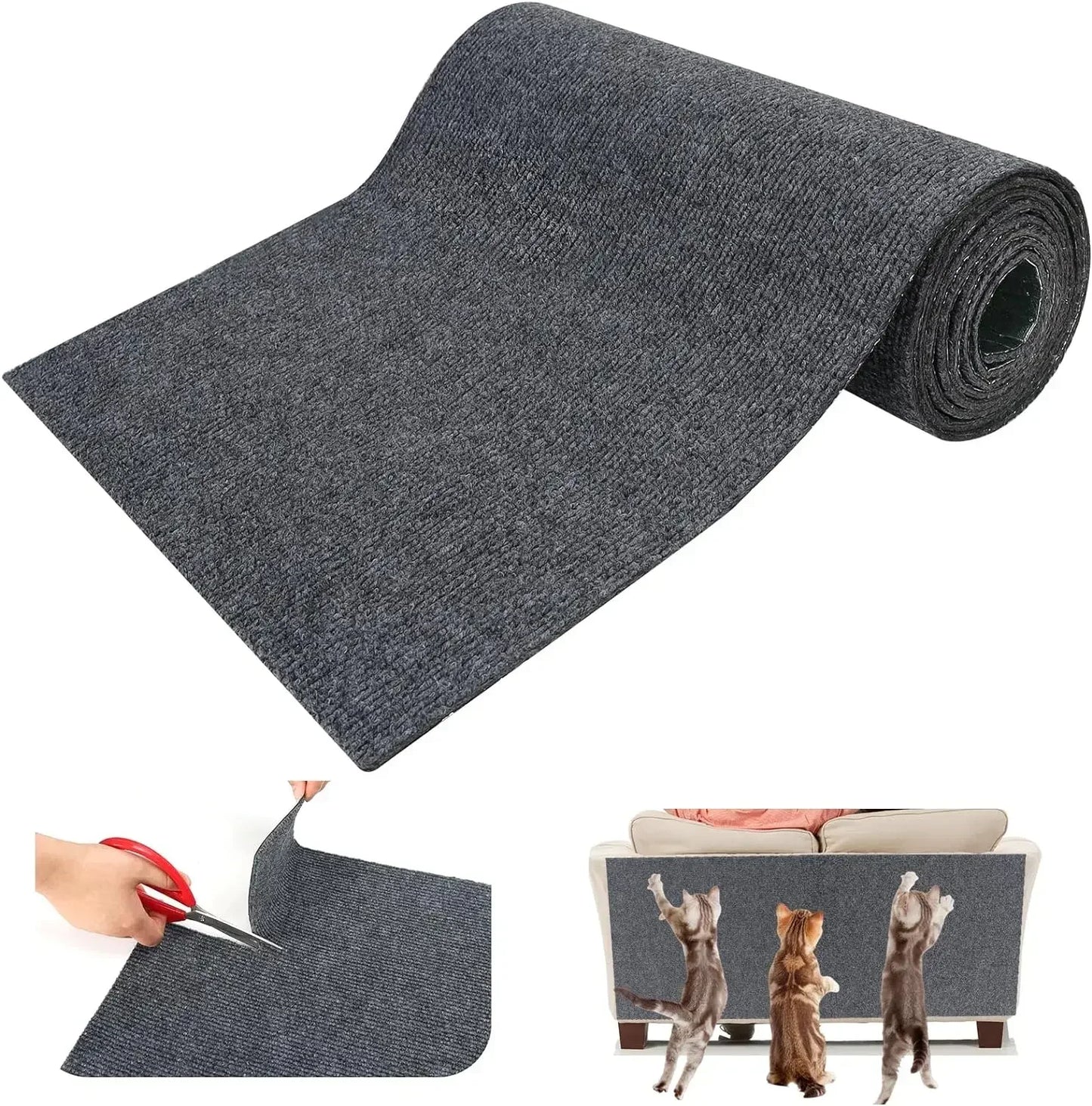 Self-Adhesive Cat Scratching Mat Trimmable Cat Carpet Cat Scratching Carpet Corner Wall Cat DIY Scratch Furniture Protector
