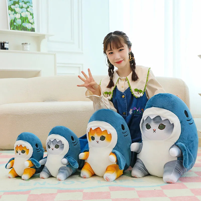 Fun Transformed Cat Doll Plush Toy Cute Gift for Girls and Children Transformed Doll Shark Cat 25cm