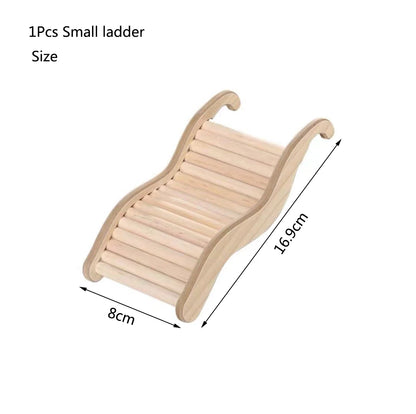 Smooth Hamster Hideaway Wooden Hamster House with Climbing Ladder Small Pet Castle Arch Bridge for Dwarf Mice Gerbils Small Pets