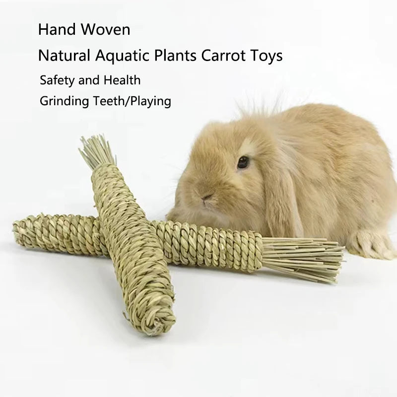 Natural Straw Rope Carrot Hamster Molar Chew toy Small Pets Toys For Hamster Rabbit Grinding Groducts Gnaw Toy Supplies Hot