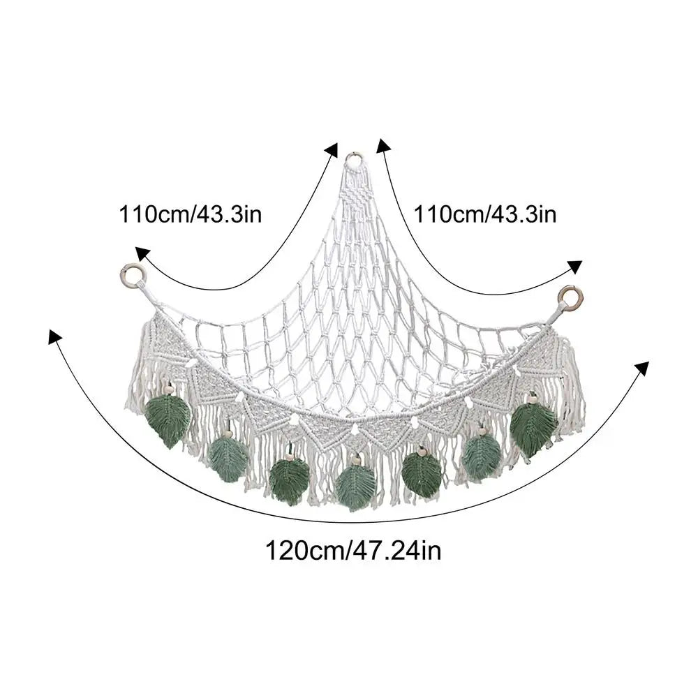 Macrame Toy Hammock Mesh Hammock Plush Toy Organizer Space-Saving Corner Plushies Net Cute Plushie Stuff Animal Holder For Kids